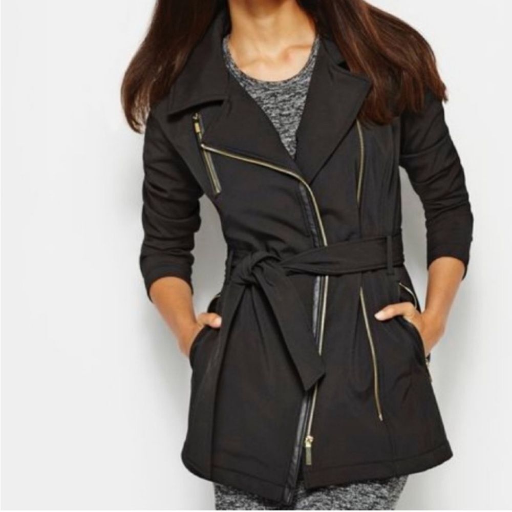 AVANTI Belted Moto Jacket – Women’s M | Dark Gray | B-1601